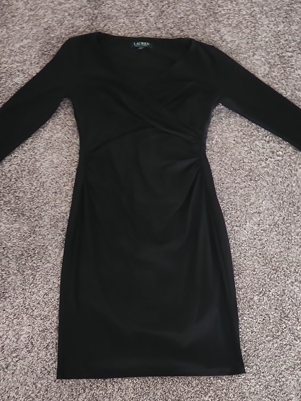 Ralph Lauren Black Long-Sleeve Wrap Sheath Dress